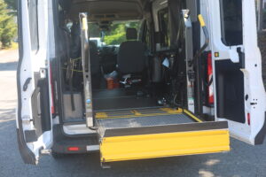 Safe Transportation Van showing it's backdoor